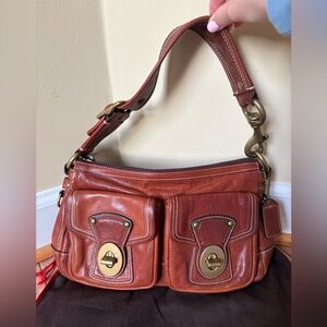 Coach Legacy brown Leather turnlock satchel Handbag